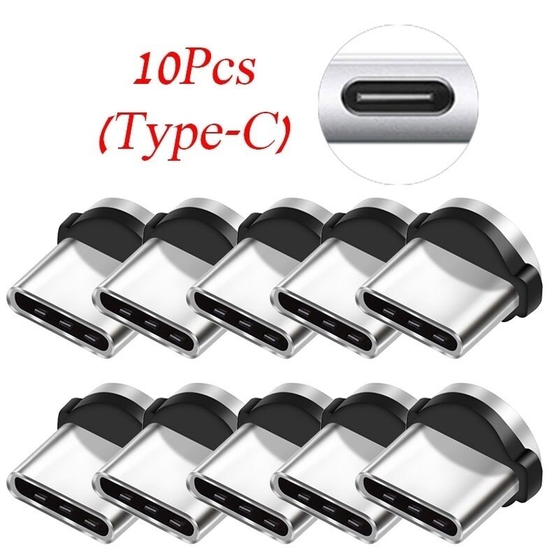 1/3/10Pcs Ronde Magnetische Kabel Plug Type C Micro Usb C 8 Pin Stekkers Snelle Opladen adapter Telefoon Microusb Type-C Magneet Plug: 10Pcs Type-C Plug