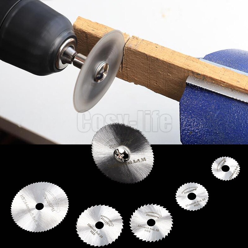 7Pcs Kit Hss Cirkelzaagblad Mini Snijden Disc Voor Dremel Rotary Tool Diamond Houtsnijwerk Discs Boor Doorn snijden Off