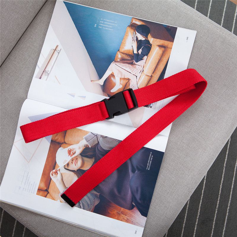 Kvinder mænd firkantet enkel alsidig plast spænde vævet lærred nylon bælte neutral blød enkel bælte: R