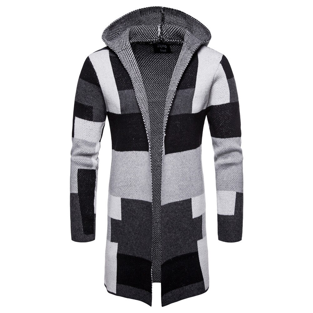Mænd jakker lang stil cardigan overtøj sweater mandlige knap udenrigshandel stribe farve matchende top coats