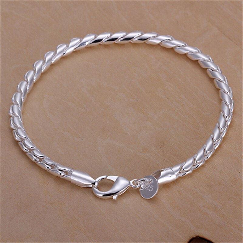 Reinem Silber 925 Armbänder Für Frauen Männer 4mm Verdreht Kette Armband Armband Pulseira Schmuck Zubehör Bijoux