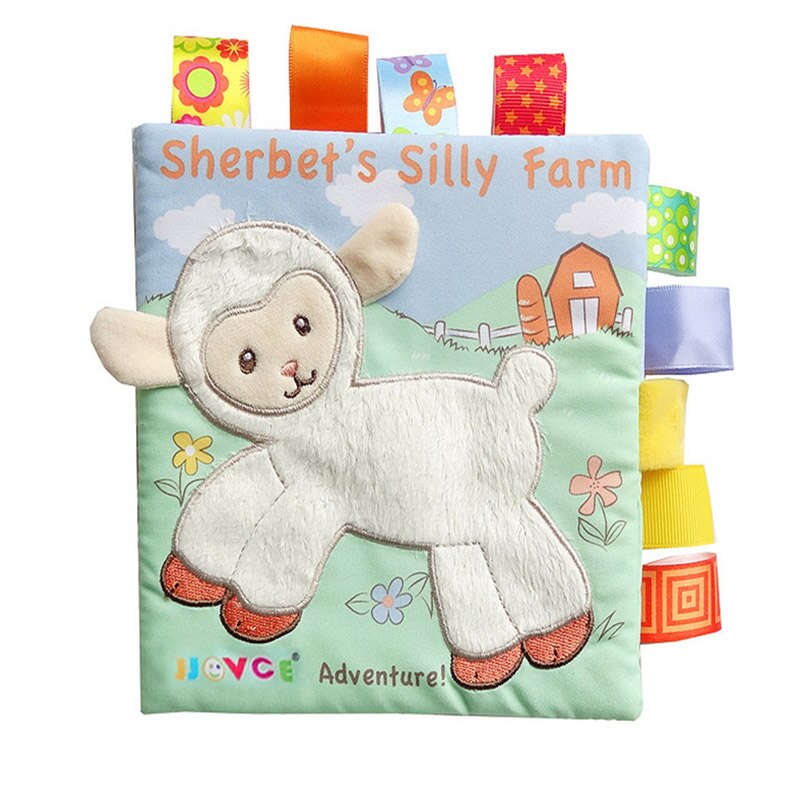 Barn tyg böcker djurstil apa uggla hund nyfödda baby leksaker lärande pedagogiska söta spädbarn baby tyg bok ratteles игрушк