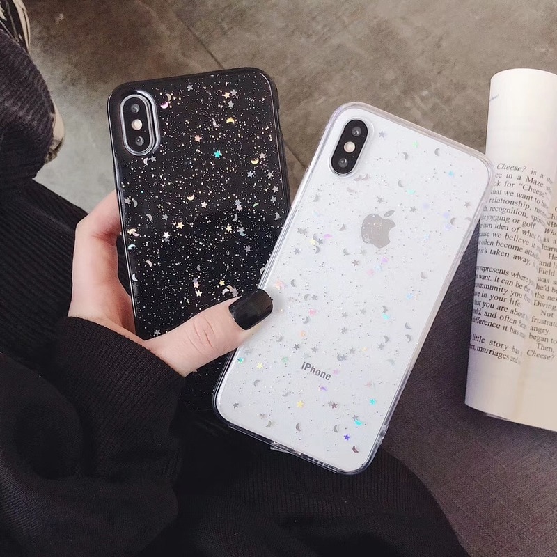 For Apple iPhone 11 Pro 6 6s 8 7 Plus XR 10 X XS Max 5S Cover Glitter Bling Star Moon Sequins Soft TPU Clear Silicone Phone Case