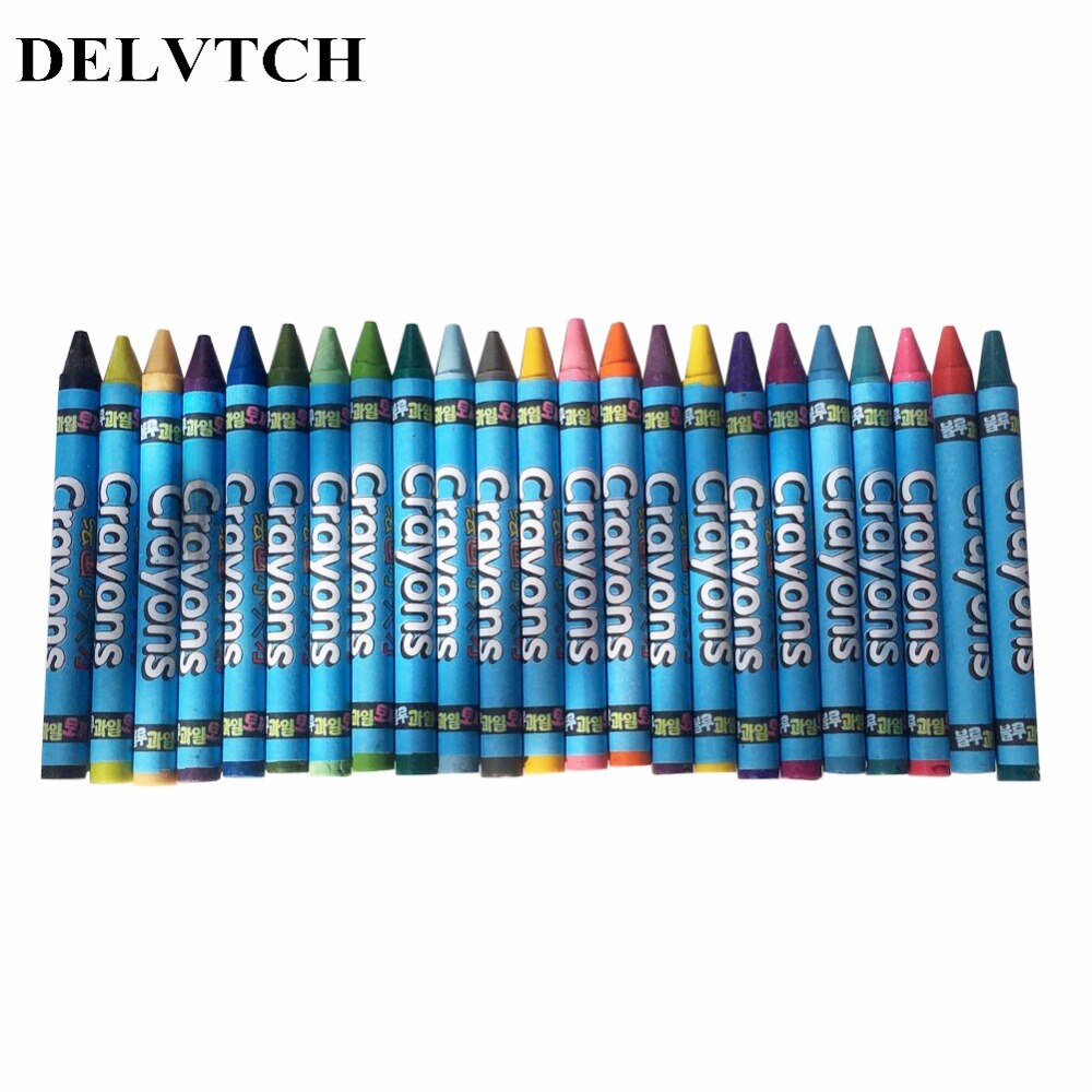 DELVTCH-Juego de 24 colores de lápiz de cera, lápices de colores, pasteles de grafiti al óleo, pintura para niños, suministros de papelería para dibujar,
