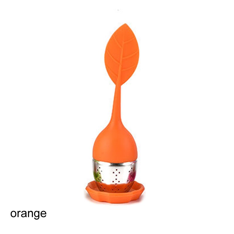 Sachet à thé en forme de feuille 1 pièces | Dispositif de brassage, filtre à épices végétales, Silicone Durable, accessoires pour thé: Orange