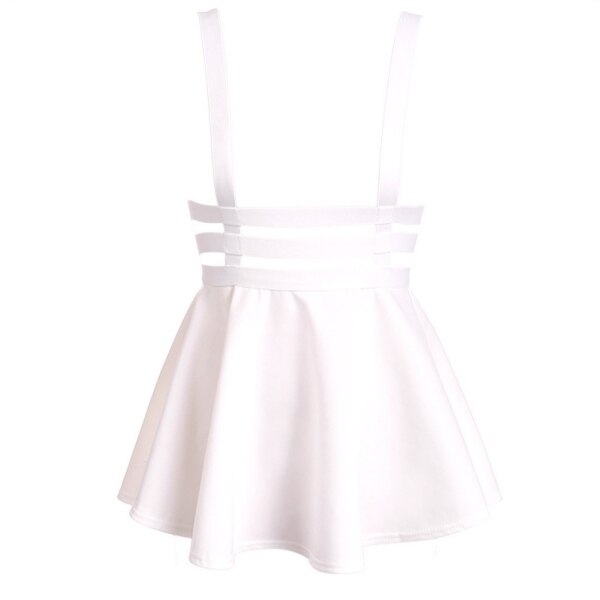 Mini Falda Skater para mujer, ropa con tirantes, cintura alta, Verano: W
