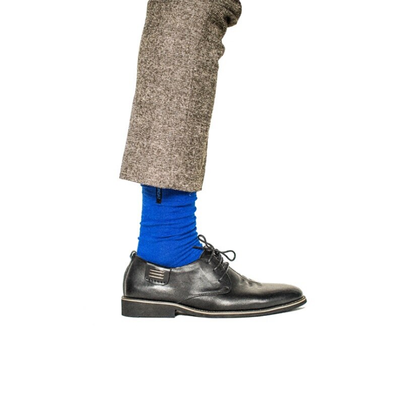 Moda socmark herre strømper kæmmet bomuld ensfarvet forretningssokker til mand britisk stil flerfarvede ugesokker til mænd: Blå