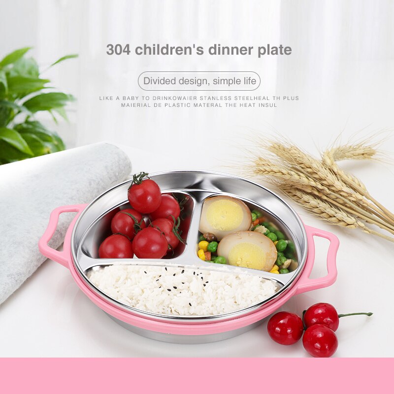 Stainless Steel Children Tableware Baby Dinner Plate Separation Training Plate Dinnerware Set Baby Feeding Bowl