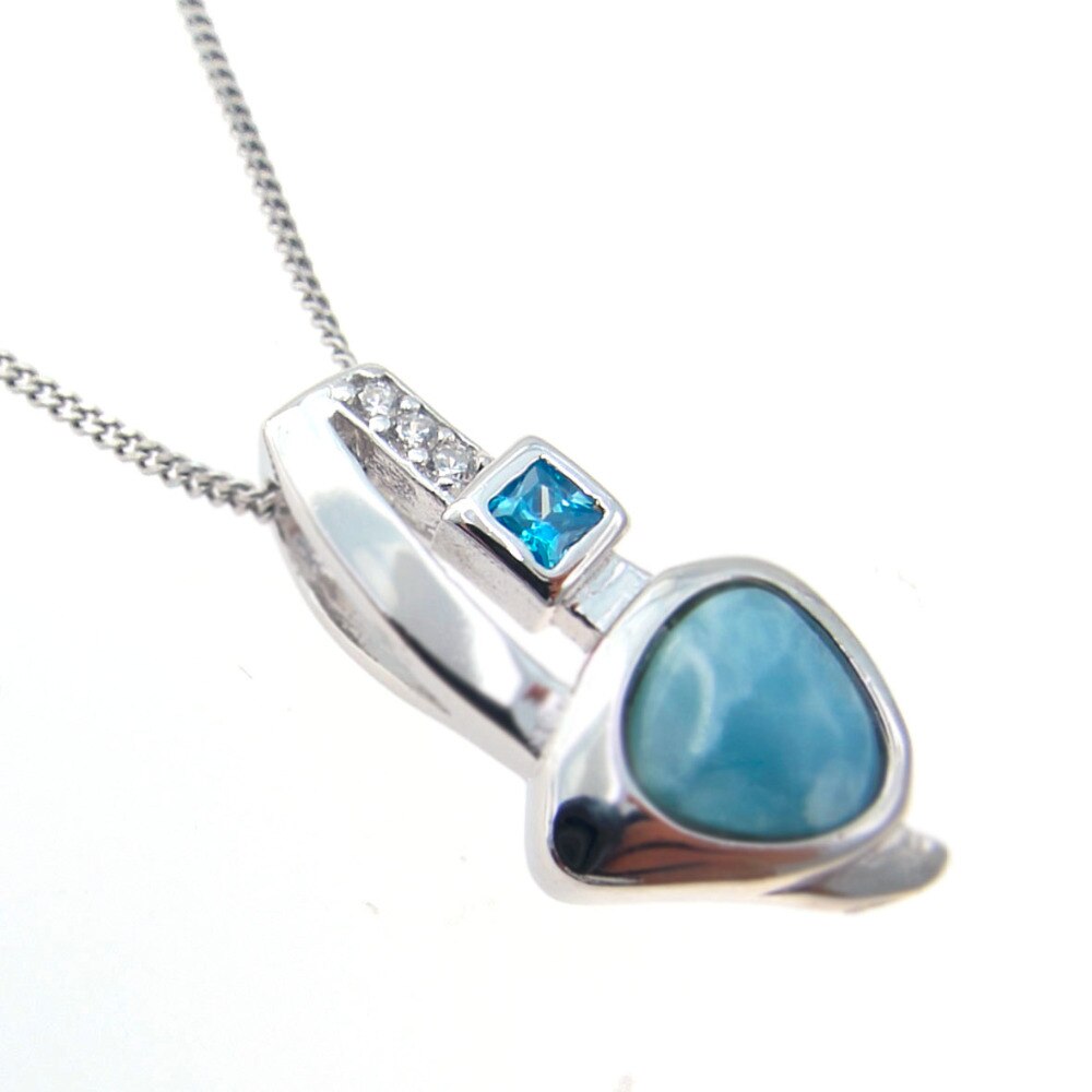 Pendentif Larimar dominicain en argent Sterling 925 solide, joli pour elle, à la , bijoux précieuses pendentif à breloque
