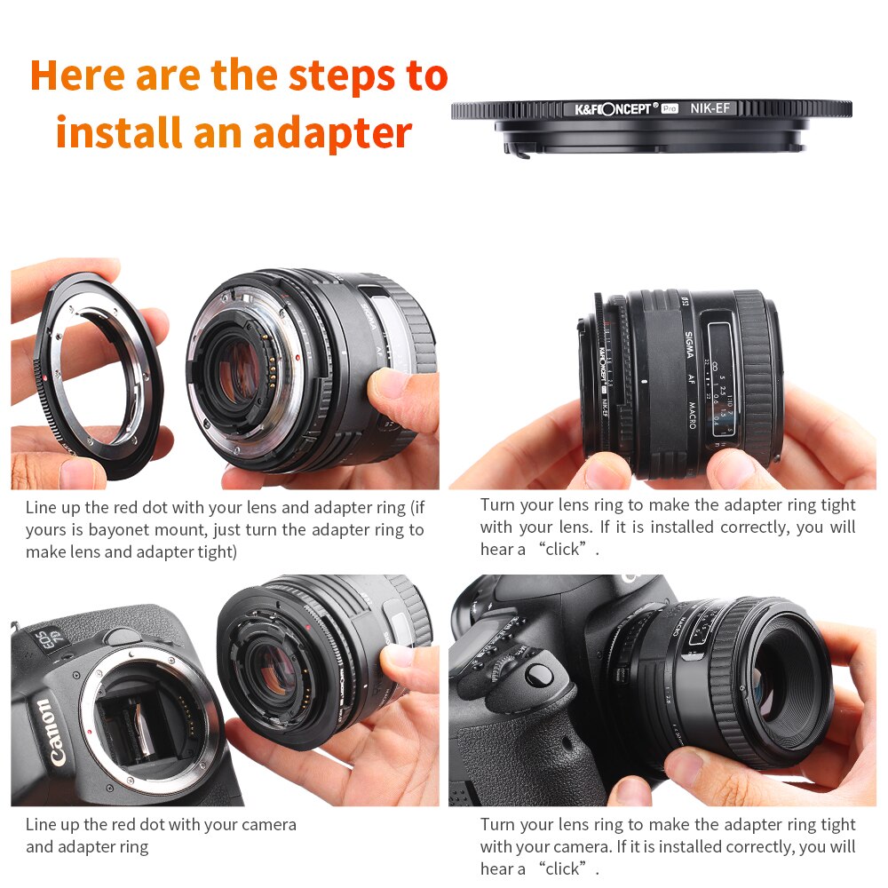 K &amp; F CONCEPT NIK-EF – objectif Ai F pour appareil photo Nikon à montage Eos EF Pro, anneaux d&#39;adaptation pour appareil photo Nikon F à Canon Eos EF