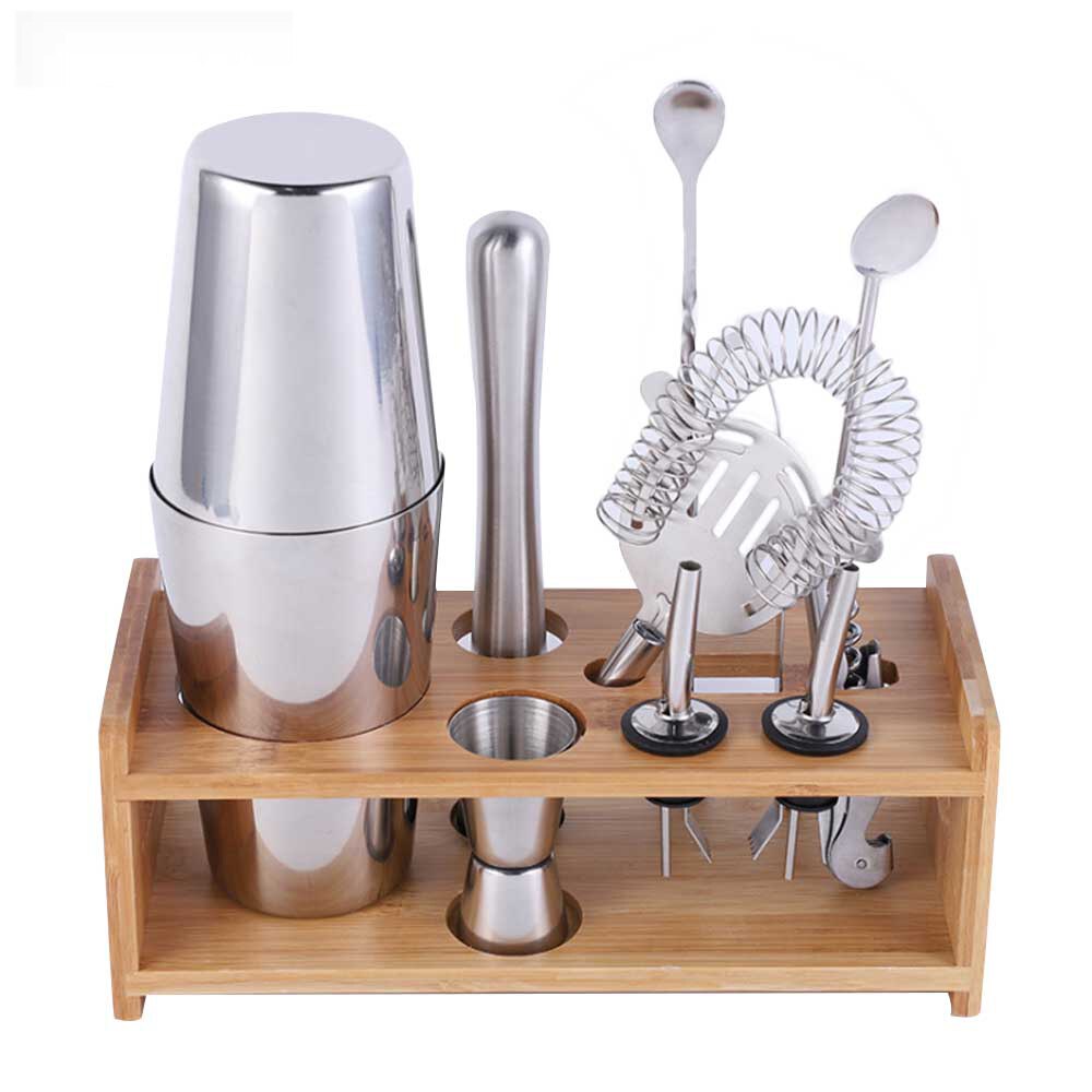 Bar Shaker Cocktail Zubehör Barware Boston Trinken Für Bartender Set Jigger Werkzeuge Edelstahl Mixer 550/750ML Holz rack