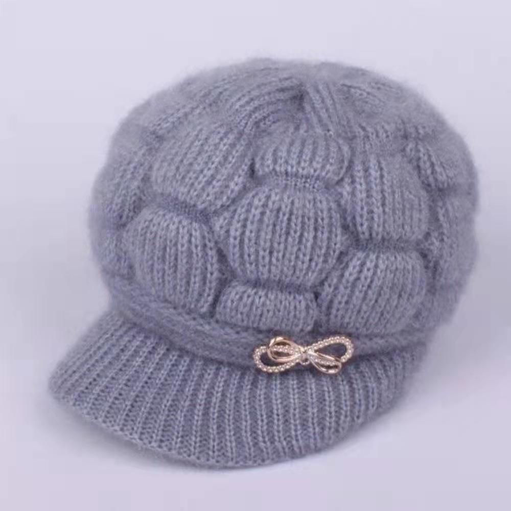 einfache Kaninchen Pelz Winter Hüte Für Frauen Winter Skullies Warme Wolle Kappe Gorros Weibliche Kappe Für großmurmeln Hütte Gestrickte kappen