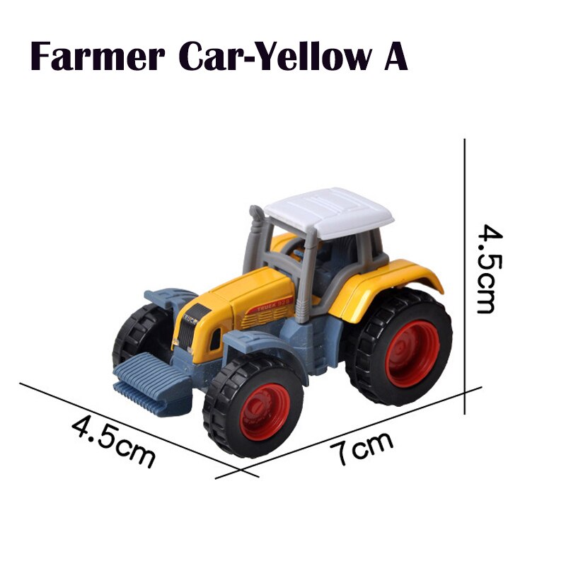 16 Stijlen Mini Techniek Legering Auto Tractor Diecasts Voertuig Speelgoed Dump Truck Model Klassieke Speelgoed Auto 'S Voor Kinderen Jongen Kids: Yellow Farmer Car A