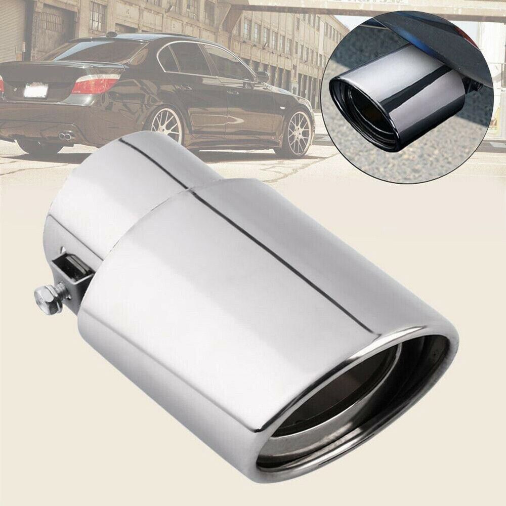 Silenciador de escape Universal de acero inoxidable para coche, tubo de ajuste, diámetro de 1,5 a 2,44 pulgadas (3,8-6,2 cm), 1 pieza: Silver-Straight