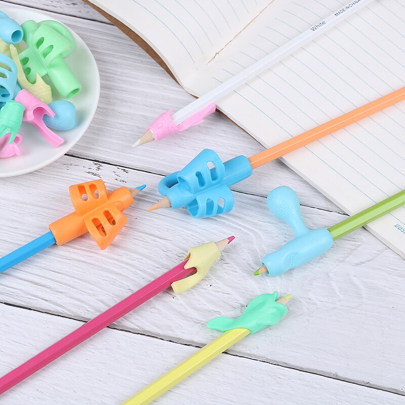 Lápiz de dibujo con forma de pez delfín de silicona, 3 uds., creatividad para niños, estudiantes, lápiz para escribir, protege los dedos, Juguetes