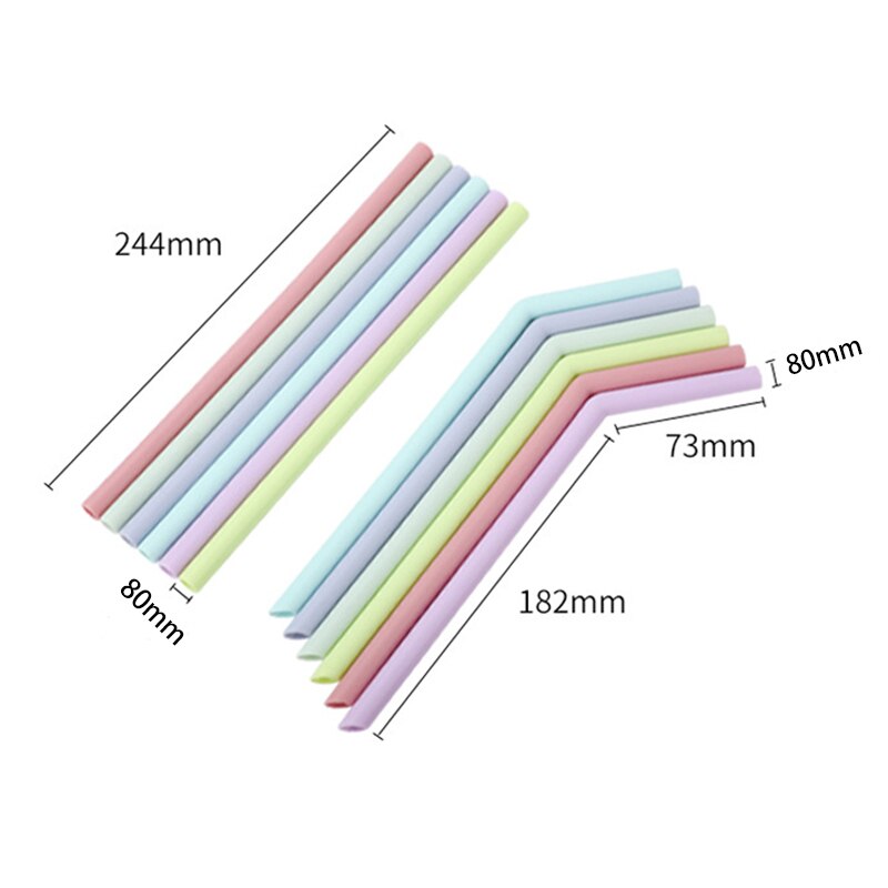 6Pcs Reusable Silicone Drinking Straws Drinkware Kawaii Accessories Eco Friendly Products With Cleaning Brushes Party Straws
