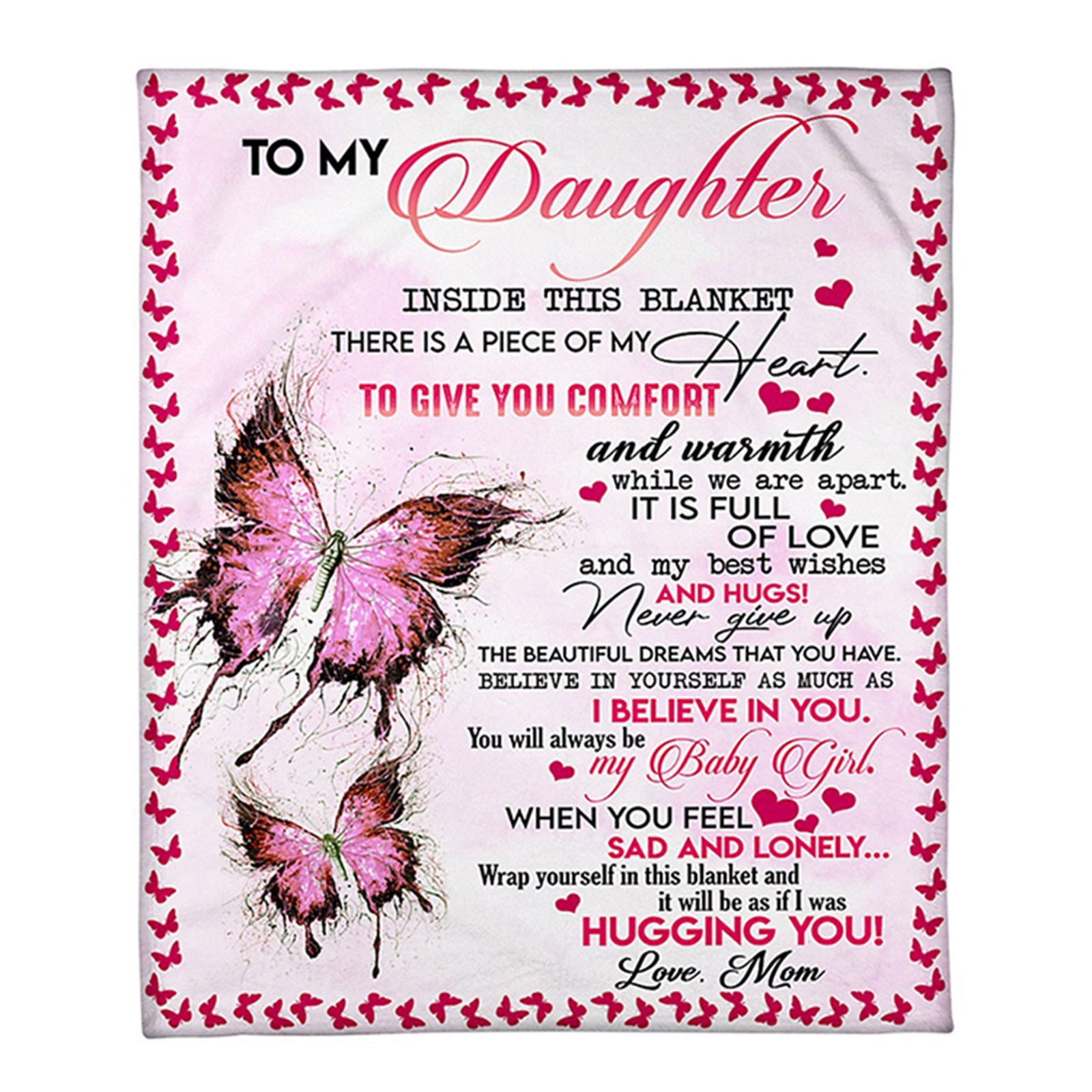 Fleece deken voor mijn dochter ik hou van je flanellen deken digitaal bedrukt brief envelop vierkante deken clh@ 8: H