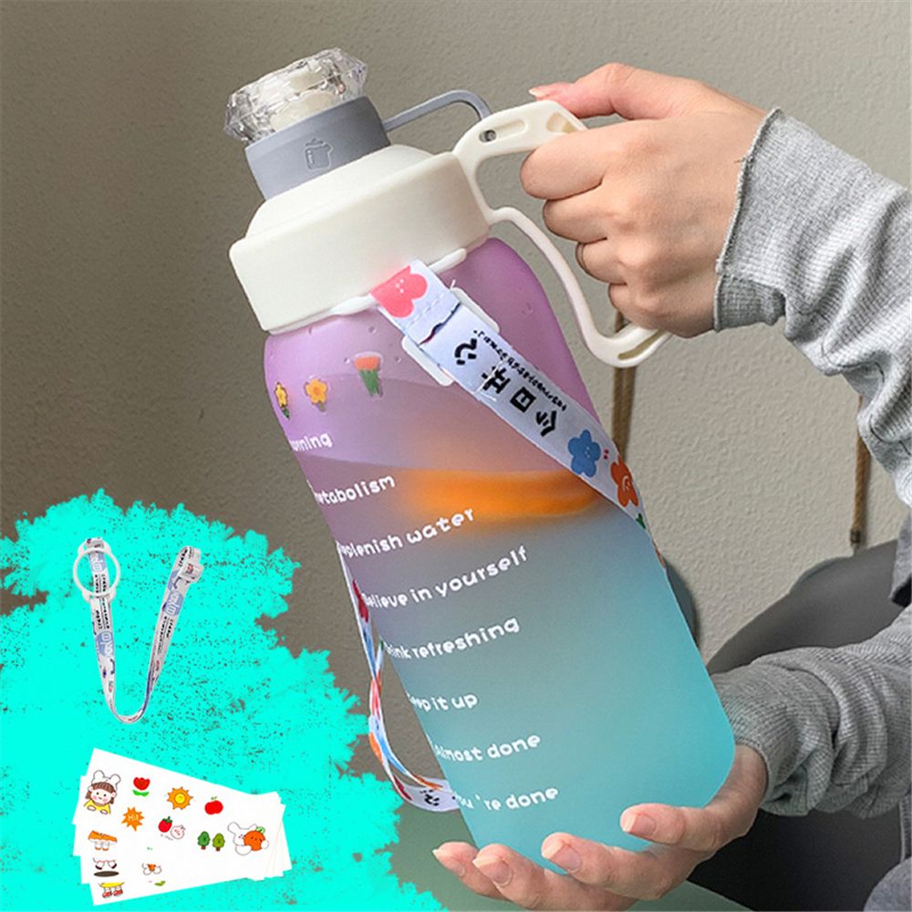 Báscula de tiempo esmerilada para estudiantes, botella de agua de plástico, taza de paja de gran capacidad, 18L: 04