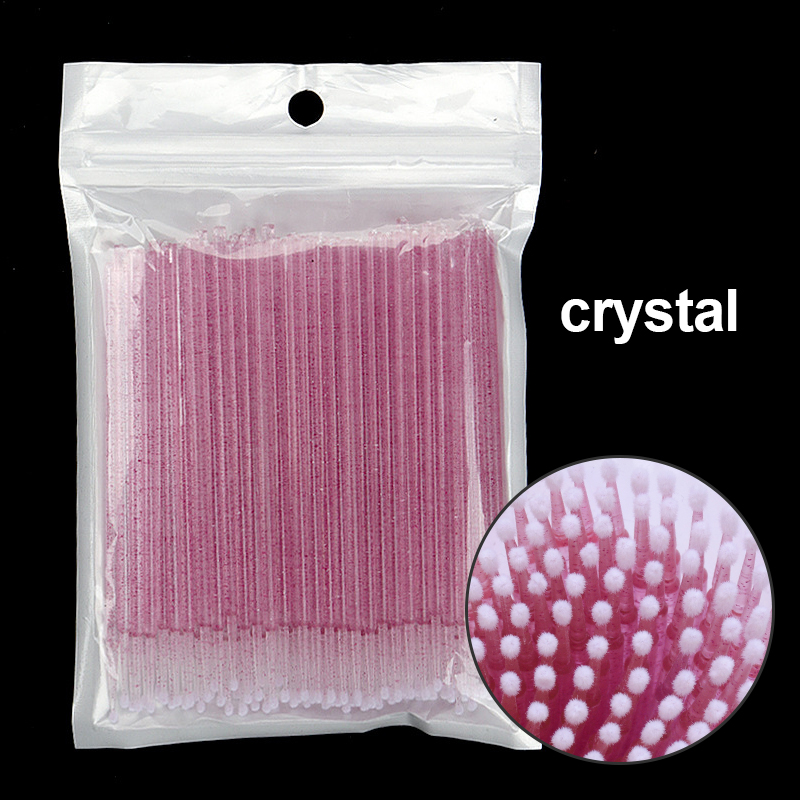 Kekelala 100Pcs/Fles Wimper Extension Wattenstaafjes Lash Lift Lijm Remover Applicators Microblade Make Micro Borstels Tool: 100 crystal hot pink