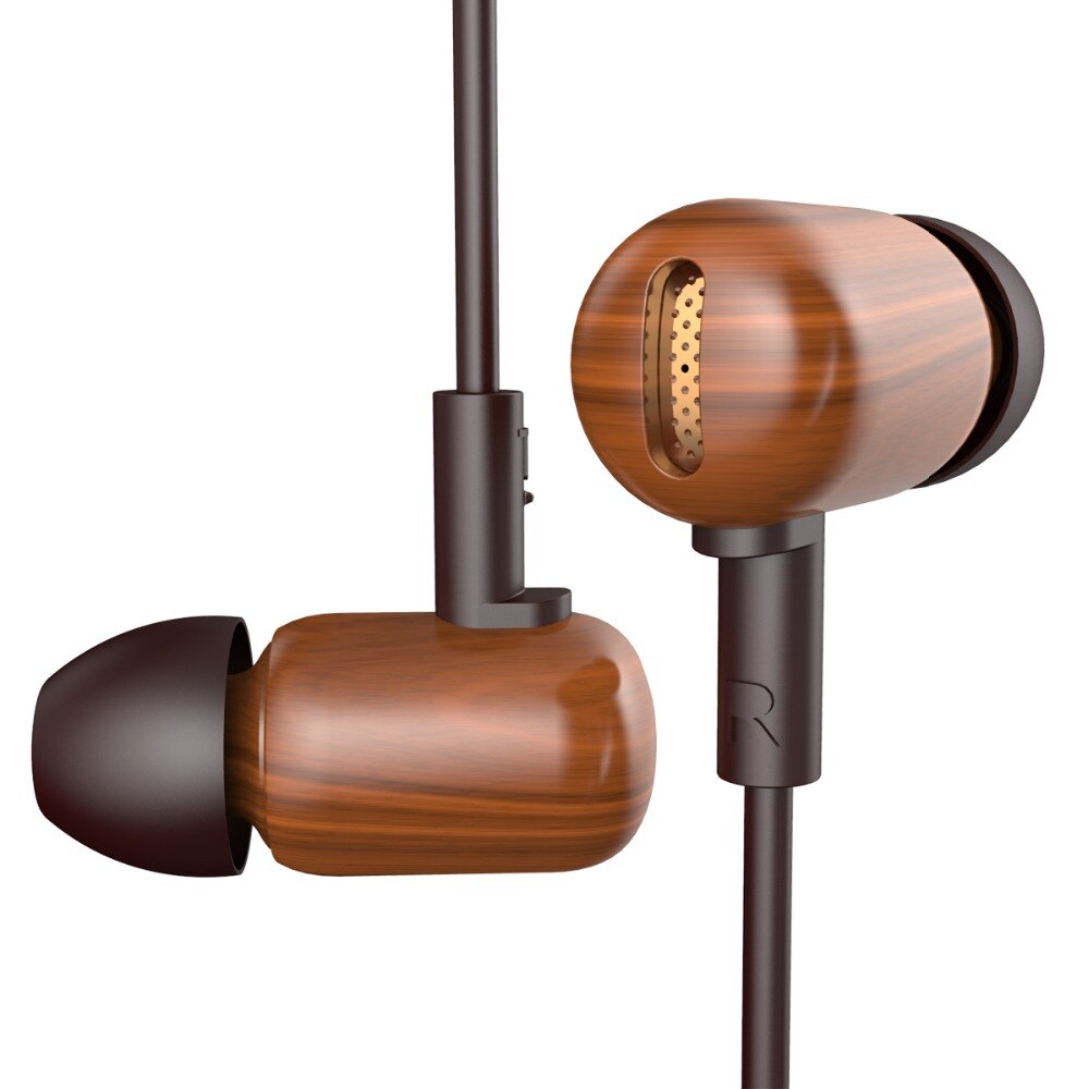 DZAT DF-10 3.5mm In Ear Oortelefoon DIY Houten DJ Koptelefoon Pure Hout Zware Bass Muziek HIFI Oordopjes Met Microfoon Voor Smartphones