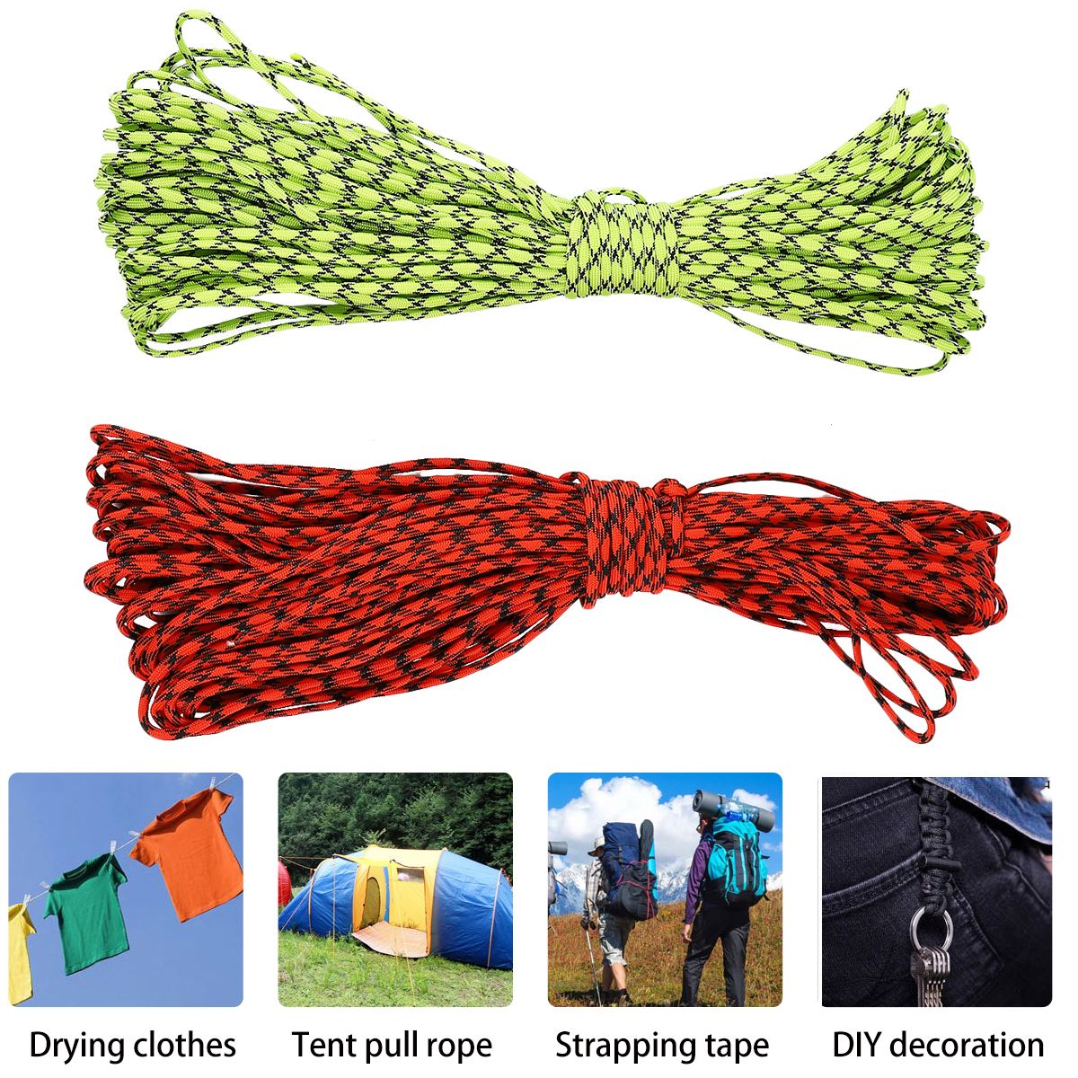 2 Stuks Diameter 31M 5Mm 7 Stand Cores Paracord Survival Parachute Cord Lanyard Camping Klimmen Camping Touw Wandelen waslijn