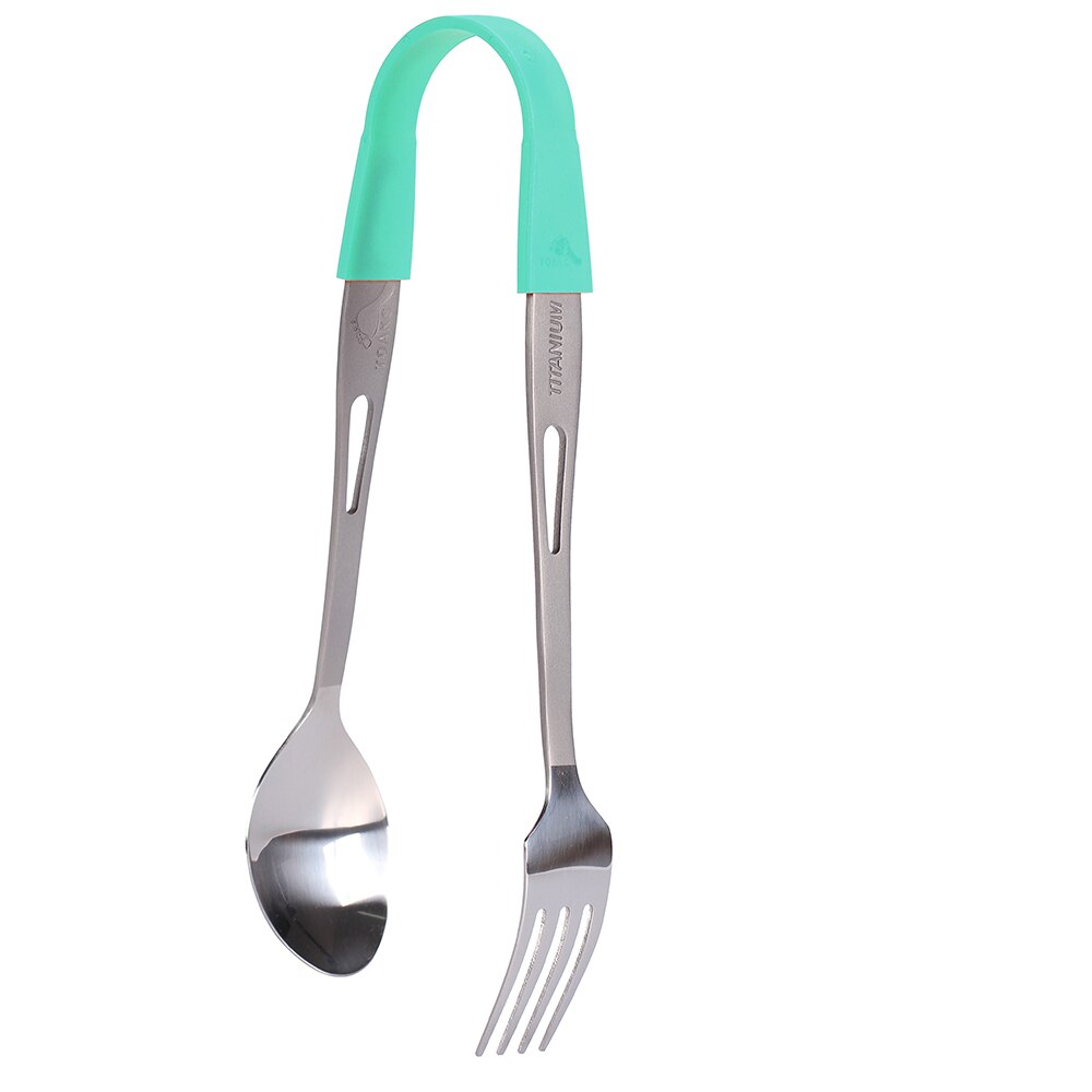 TOAKS Titanium 2-Stuks Bestek Set Semi-Gepolijst Outdoor Picknick en Huishoudelijke Tweeërlei Gebruik Servies Vork Lepel SLV-15