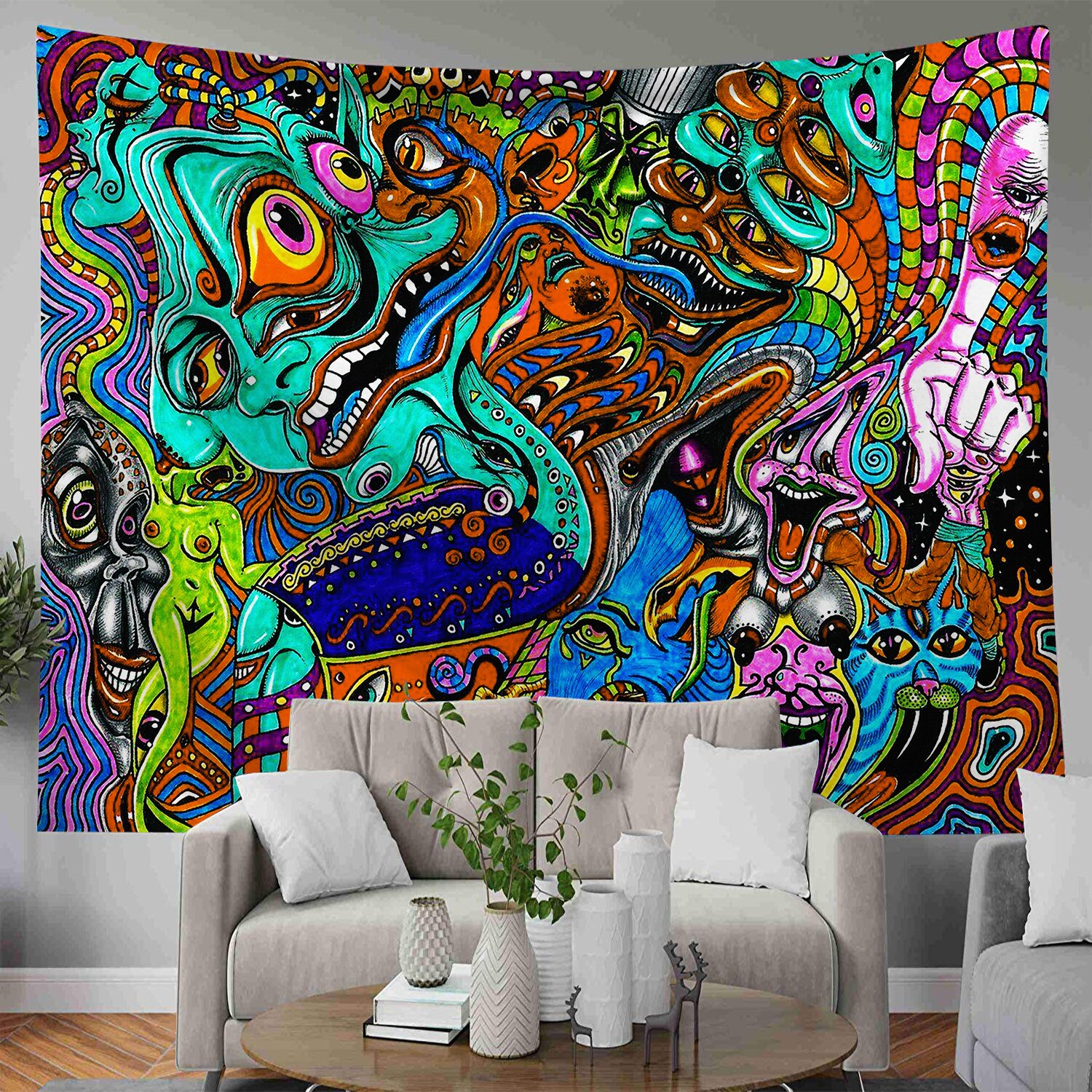 Psychedelic Arabesque Tapestry Mysterious Hippie Tapestry Abstract Pattern Trippy Tapestry Fantasy Magical Fractal Tapestry