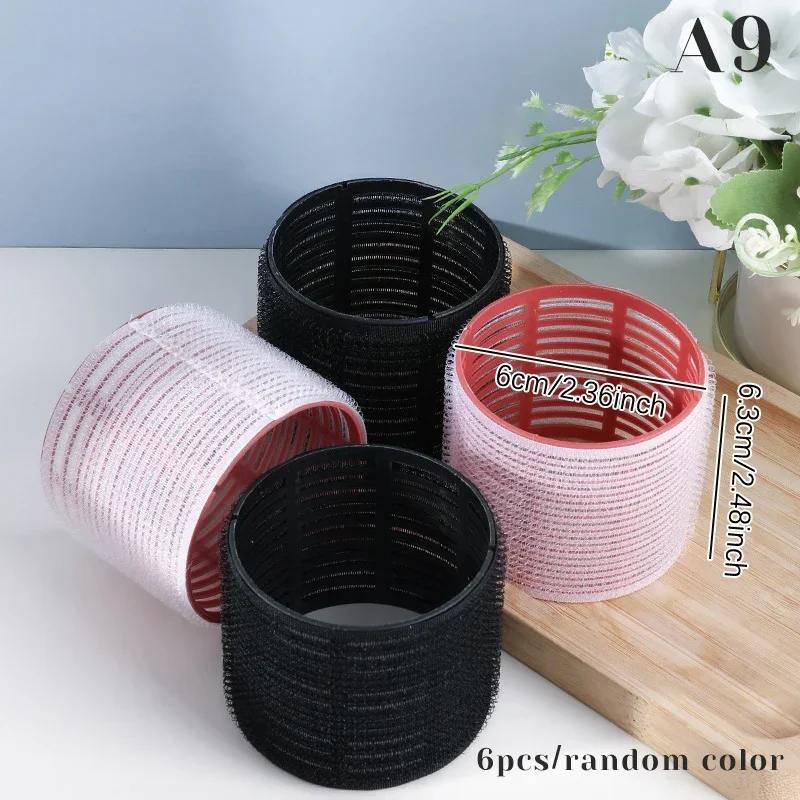 헤어롤 6pcs Hair Rollers Heatless Hair Curlers No Heat Hair Bangs Volume Self-adhesive Hook Curlers DIY Styling Tools & Accessories: Silver