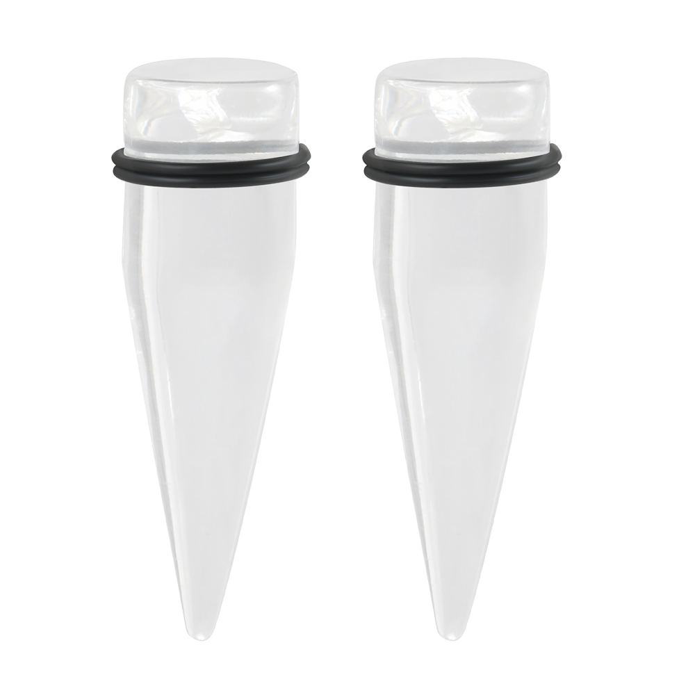 2PC Black White Acrylic Spiral Ear Stretcher Taper Big Size Piercing Ear Expander Steel Tunnel Plugs Body Jewelry 12mm-24mm