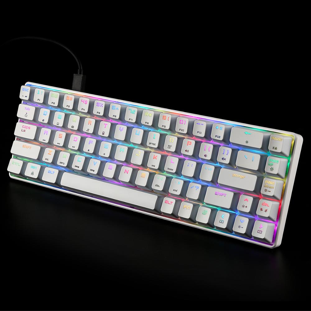 Magic Refiner-Teclado mecánico MK14 RGB para videojuegos, teclado con interruptor azul, rojo y marrón, antighosting, para PC, portátil y trabajo de oficina, 68 teclas
