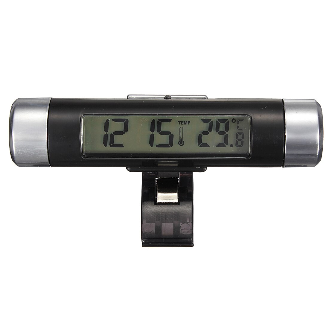 2- in -1 auto lcd clip-on digitale temperatuur thermometer klok kalender auto blauwe achtergrondverlichting klok