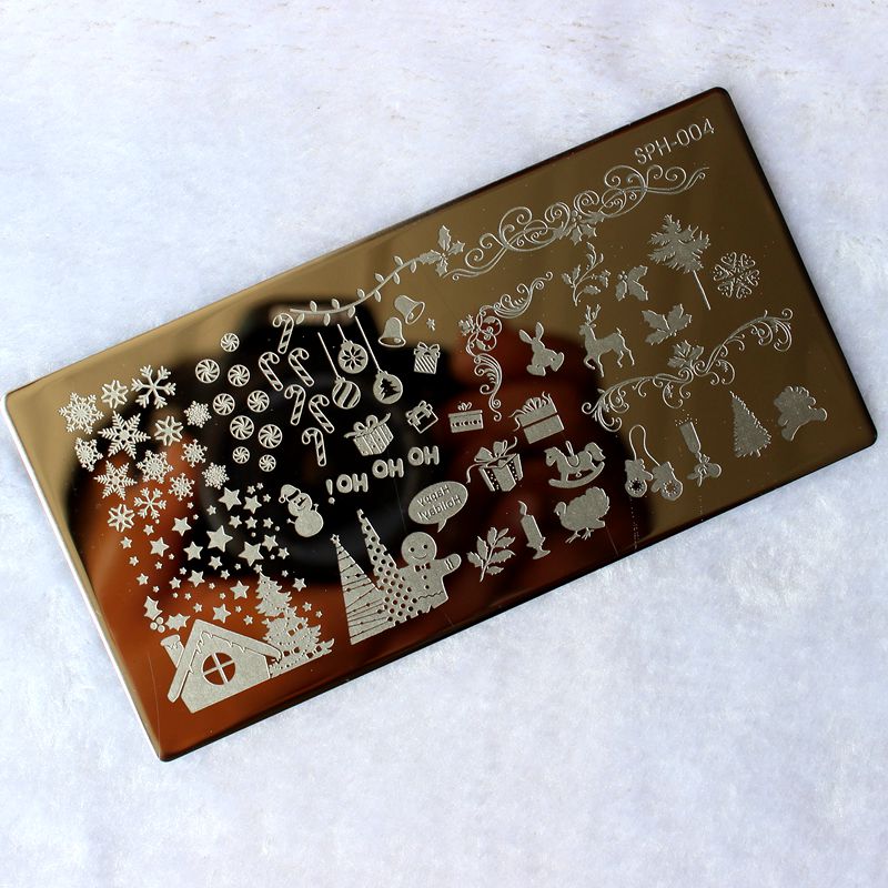 Placas de estampado para manicura, estampador con patrón de Navidad y Halloween, imágenes de uñas, plantilla de manicura, herramientas de arte de uñas