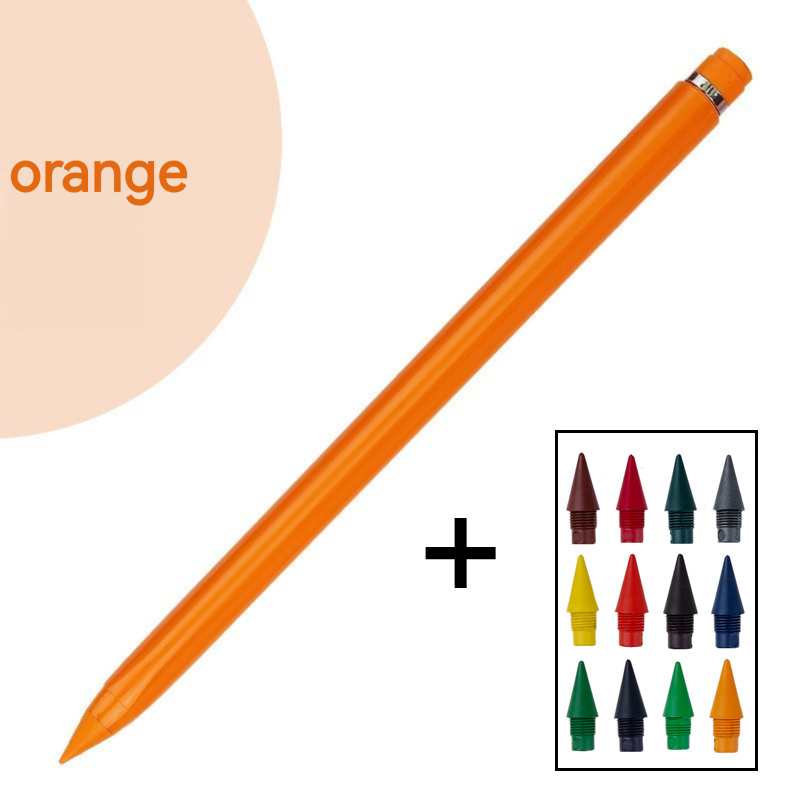 24/13pcs Unlimited Writing Color Pencil With refill set No Ink Novelty Eternal Pencils Pen Art Color Painting School Supplies: Light Grey