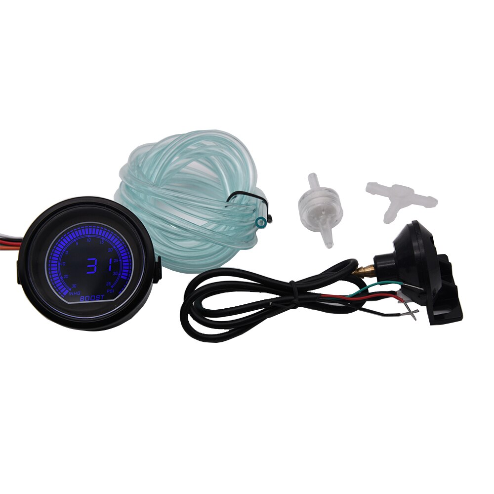 52mm turbo boost psi gauge vakuumpressemåler bil booster gauge meter 0-35 psi vakuumpressmåler 2 tommers måler 12v blå rød: Default Title