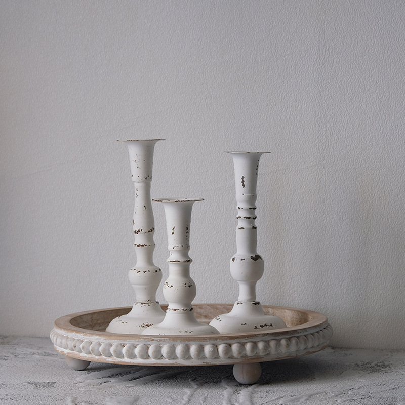 Franse retrostijl houten kralenbak platteland thuis theeblad koffieshop restaurant ronde opbergdisplay