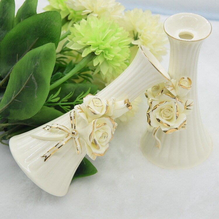 Ceramic Crafts Flower Container Vase Rose Carnation Bottle Home Ornaments Tabletop Small Jardiniere Wedding Decoration