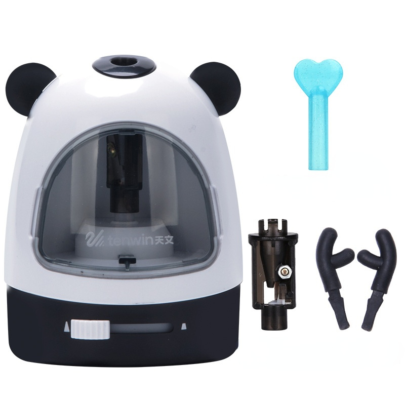 Electric Sharpener Automatic Electronic Pencil Sharpener for Kids Stationery Art School Supplies Office Desktop Children: White and black