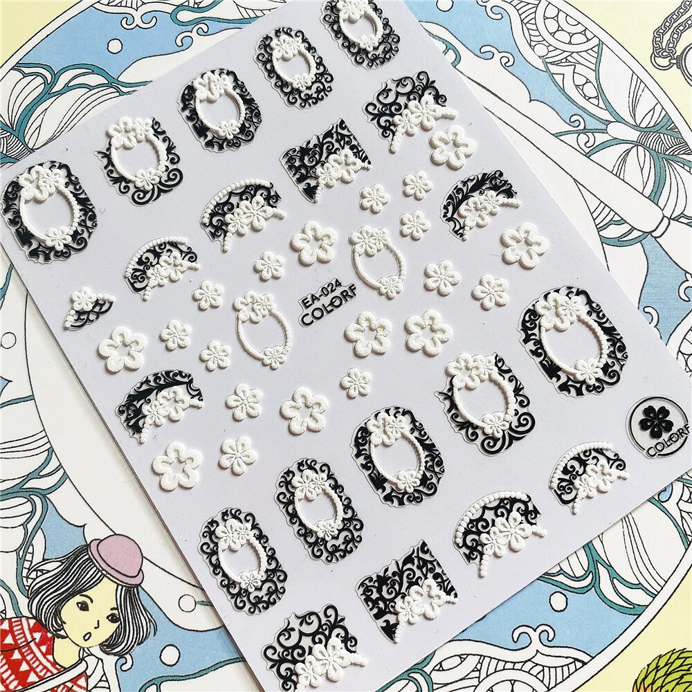 EA-025 EA-024 EA-023 EA-001 coiffeuse Miroir horloge 5D colle Arrière Nail Art Autocollants Curseurs Clou ornement décoration