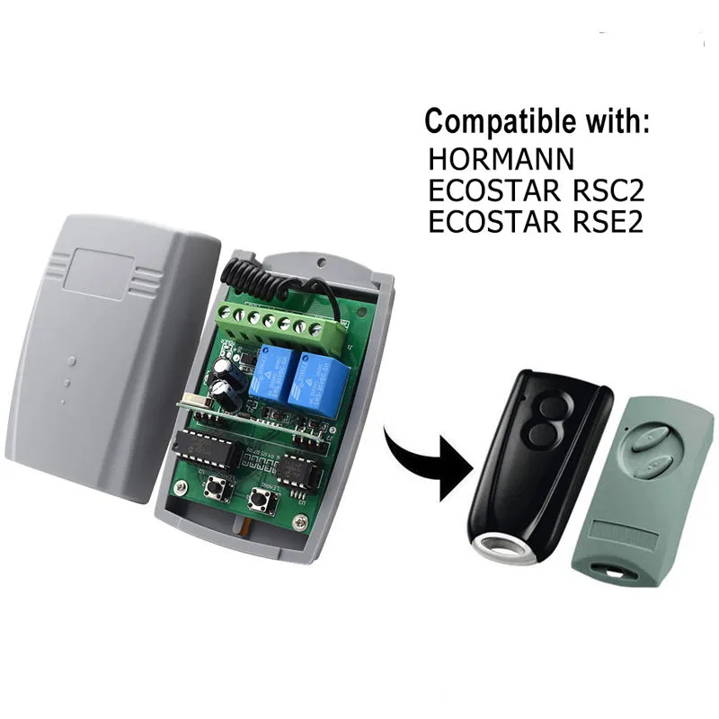 DC12V/24V 433MHz remote control receiver with rolling code HCS301 open code remote control garage gate