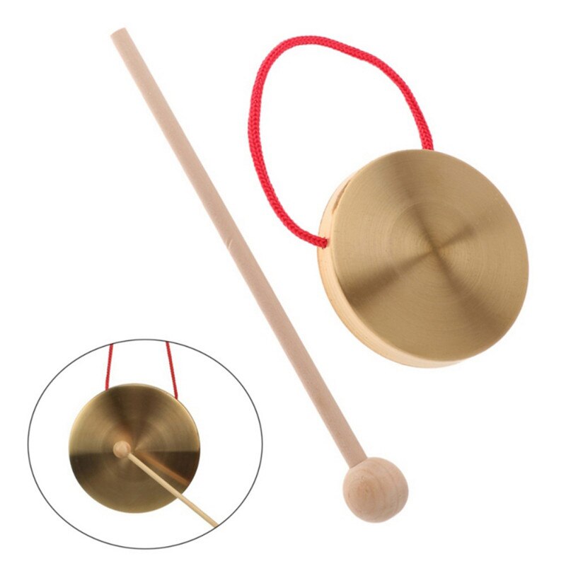 Mini Hand Gong Bekkens W/Houten Stok Voor Band Ritme Percussie Kinderen Muziek Speelgoed