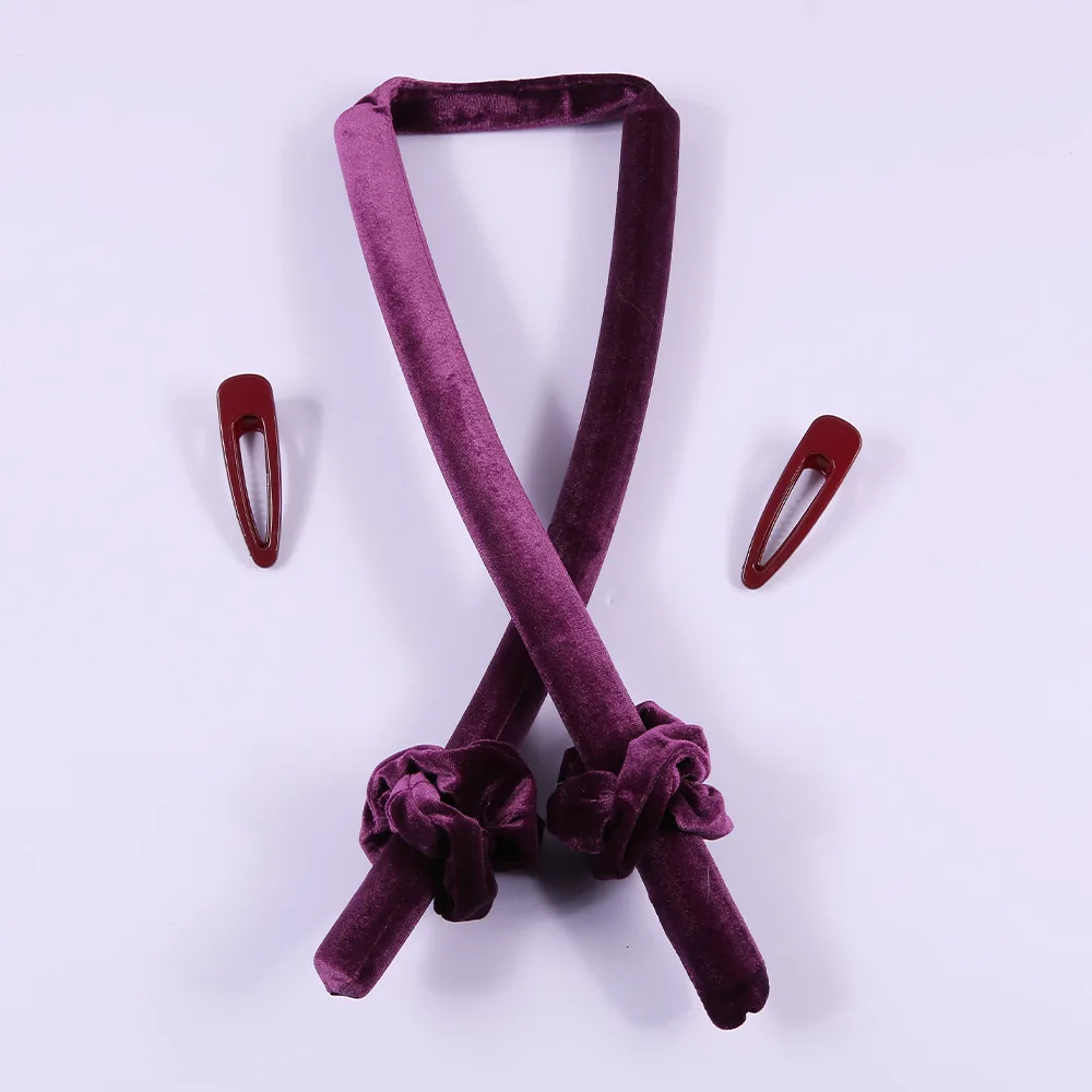 Magische Haarkrulspelden Stylingstools Hiteless Krullen Rollers Lint Slapend Hitteloze Fluwelen Krultang Accesorios Para El Cabello: Paars