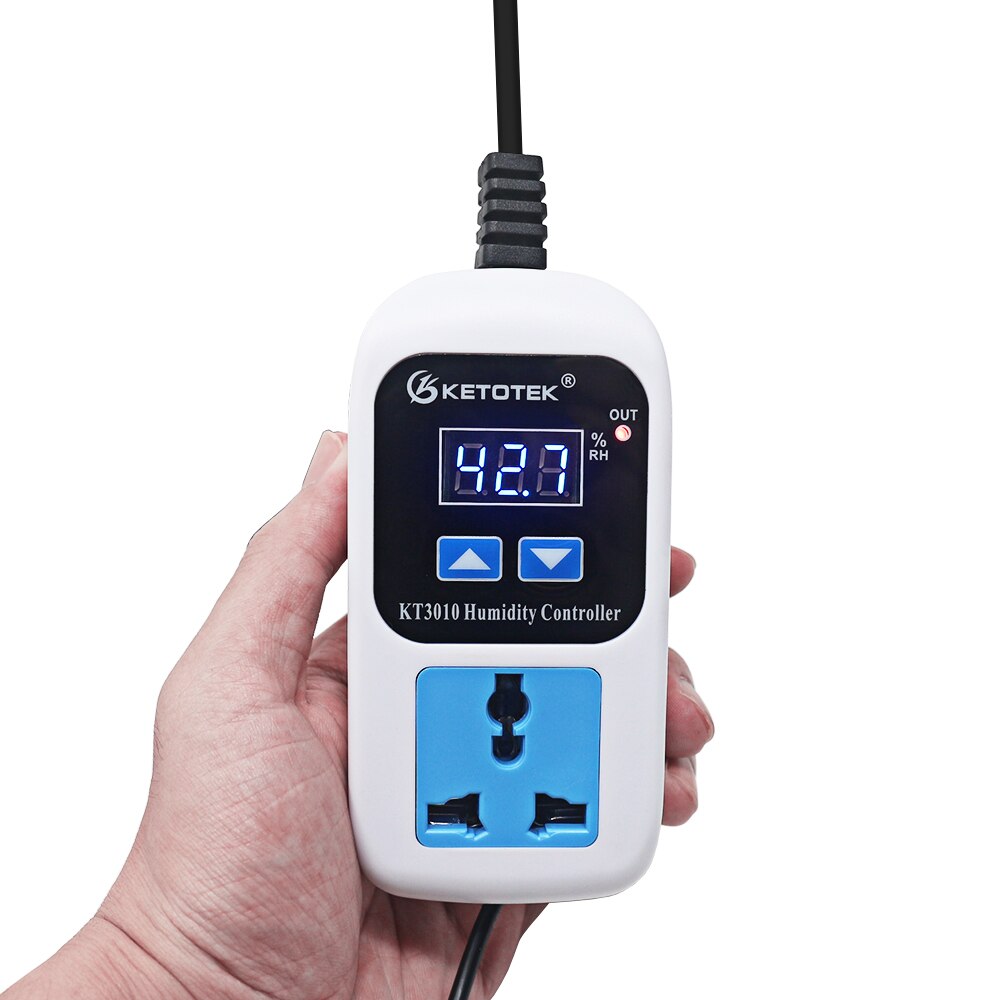 Enchufe controlador Digital de humedad para higrómetro, higrómetro, salida de Control de humedad, 99% V, 110V, 10a con Sensor de humedad, 0 ~ 220 RH