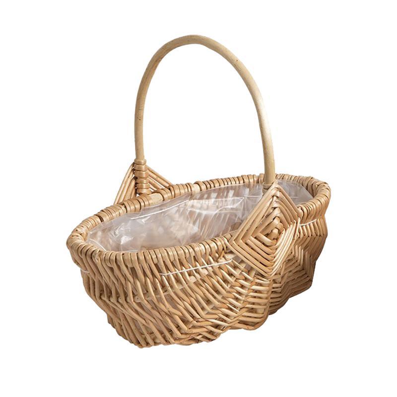 1pc Hand Knitting Wooden Basket Fruit Bread Vegetable Basket Easter Egg Basket: 31X30X22CM