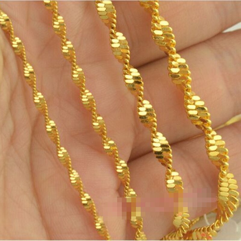 Mode-sieraden 16 &quot;-30&quot; Gold Filled Dubbele Water Wave Ketting Chain Vrouwen Ketting Karabijn Wedding party 2.5Mm