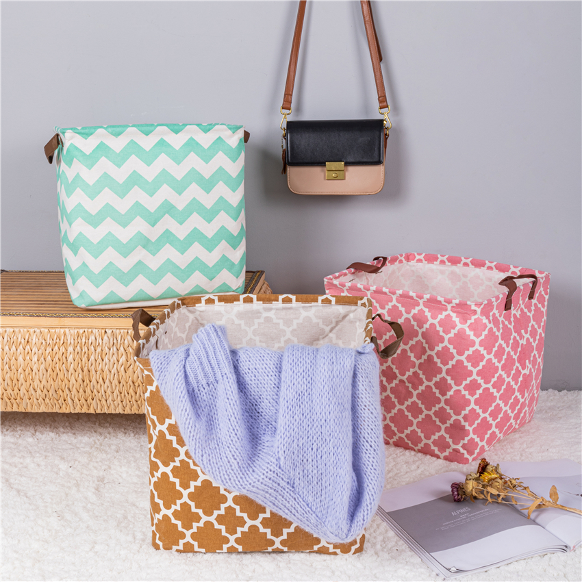 Cube Folding Cotton Linen Fabric Storage Box Clothes Toys Storage Basket For Toys Organizer Home Laundry Basket With Handle