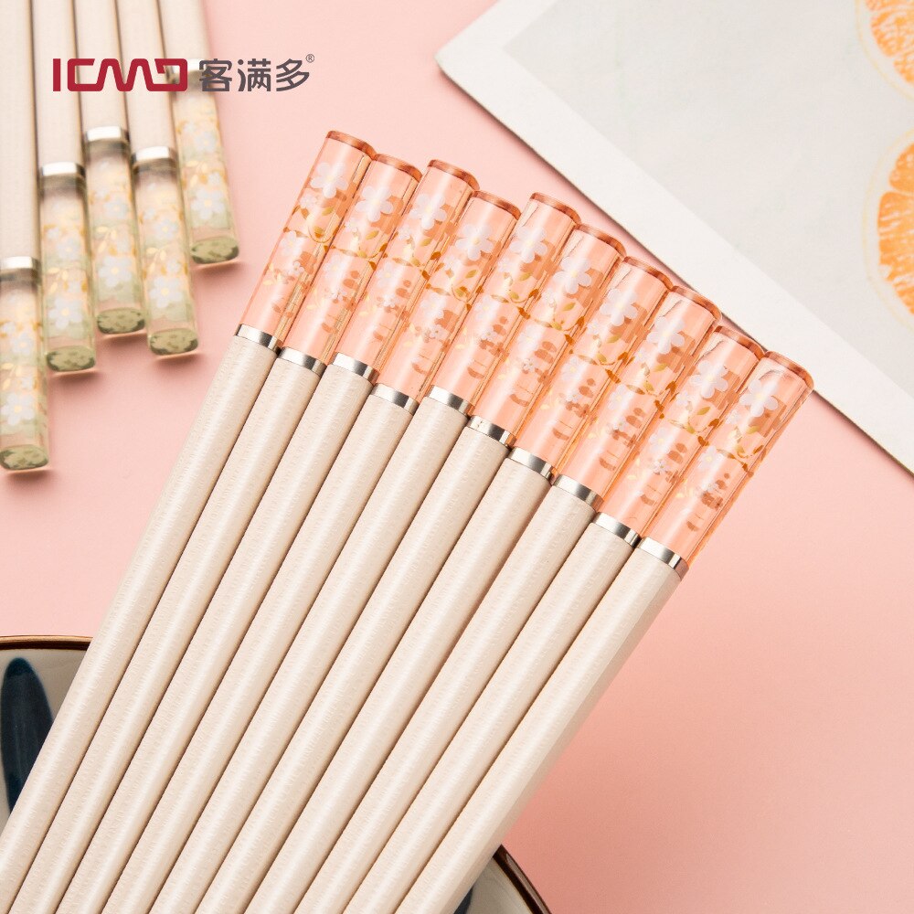 5 pares de fibra de vidrio de los palillos chinos reutilizables lavavajillas moderno Color de