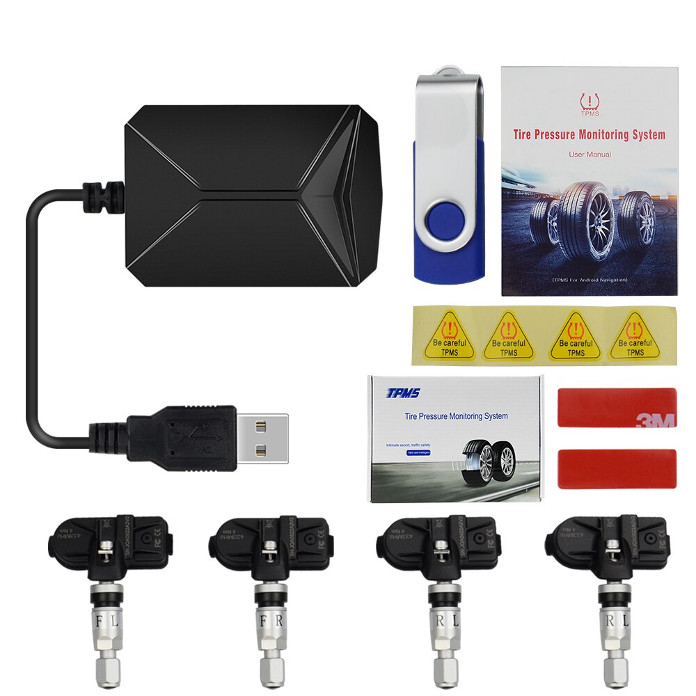 Tpms Usb Android Bandenspanningscontrolesysteem Display Alarm 5V Interne/Externe Sensoren Navigatie Auto Radio: Built-in sensors