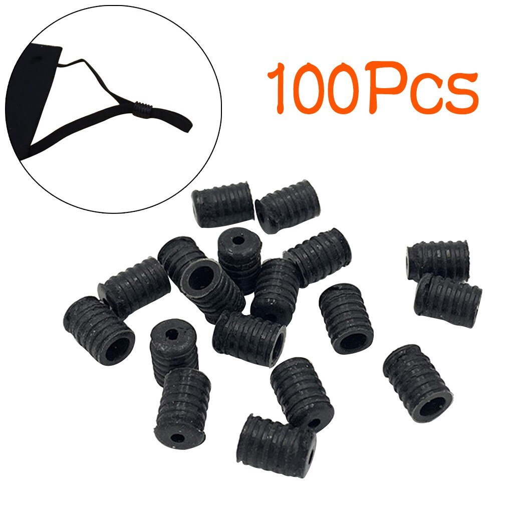 Ajustador de cordón elástico para el hogar, bloqueo de cordón antideslizante, bricolaje, hebilla fija de silicona para jardín, costura,: 100Pcs