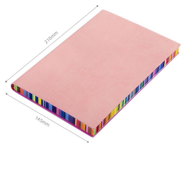 A5/A6 Soft Surface Cute Notebook 100 And Simple Notes With Rainbow Edges Thick Leather Diary Office Stationery: A5-7