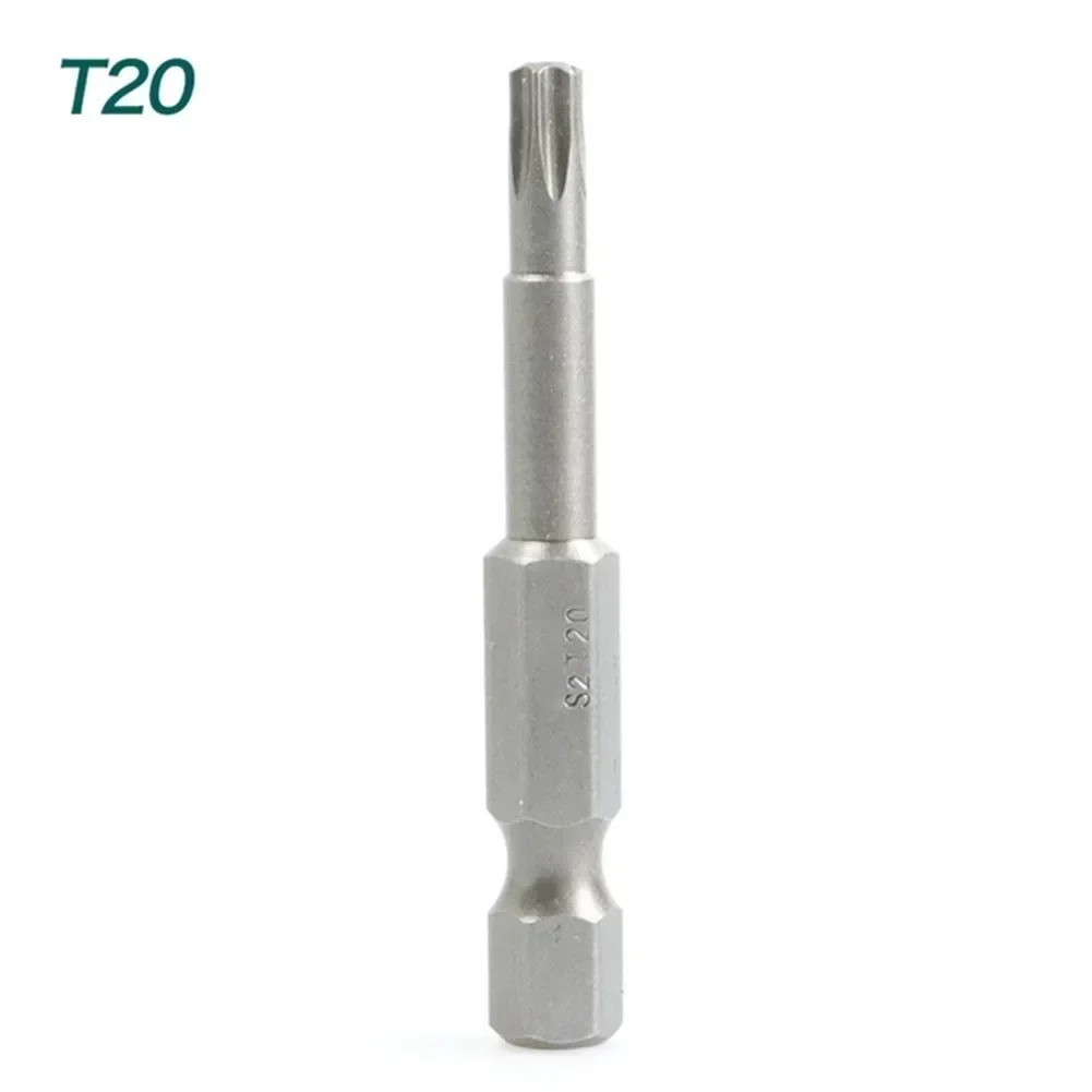 50mm Torx Steel Magnetic Triangle Head Screwdriver Bits 1/4 Hex Shank Pneumatic Screwdriver Electric Head T5-T40 Star Bit Set: Beige